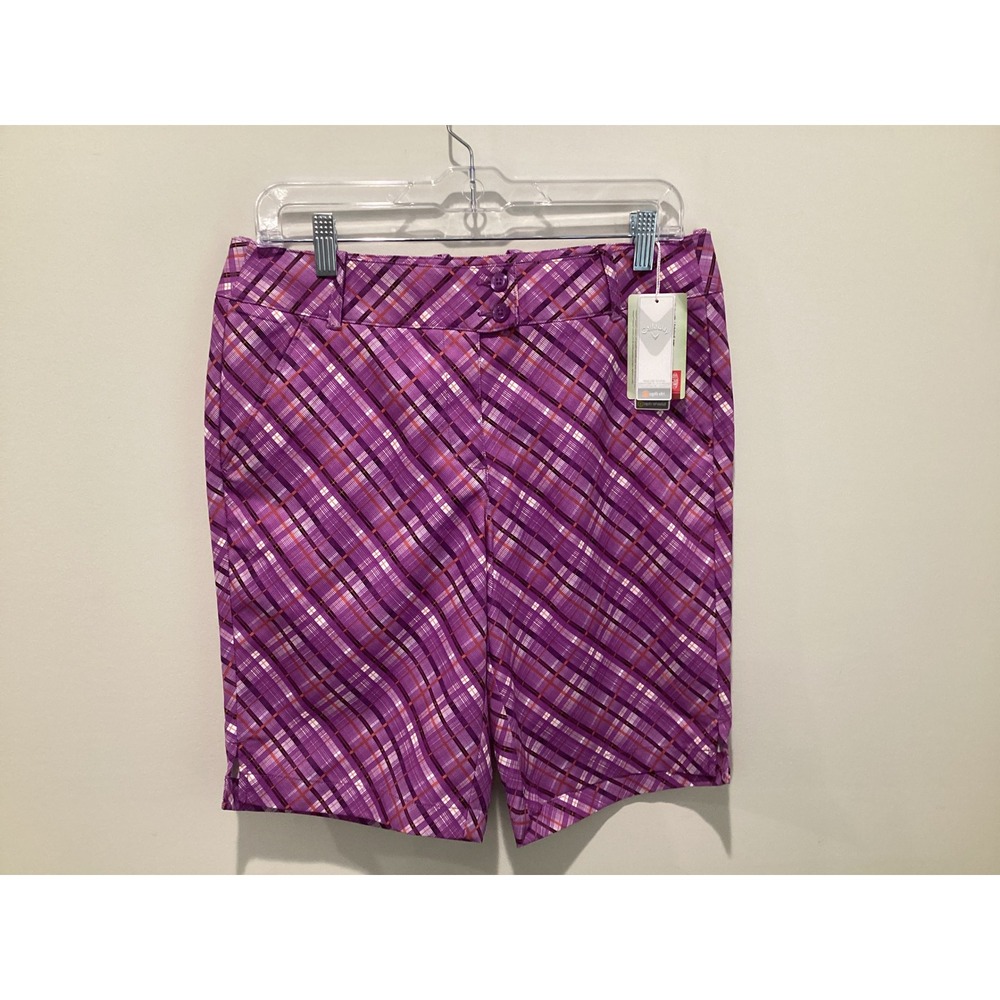 Callaway Golf Shorts Womens 8 Purple Plaid Opti-Dri UPF 50 Dewberry CGBS5001